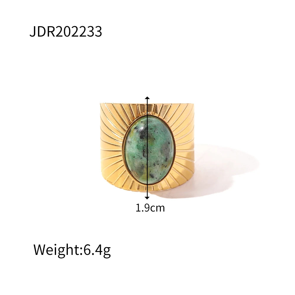 Natural Stone Stainless Steel Ring