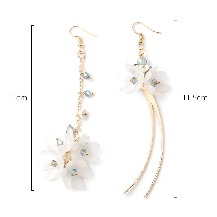 Korean White Acrylic Flower Handmade Earrings