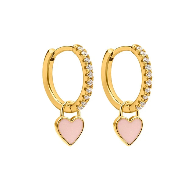 Cute Enamel Heart Drop Earring