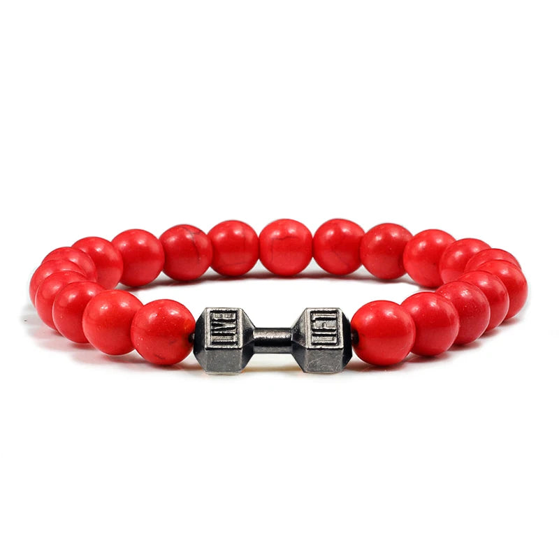 High Quality Stone Dumbbell Charm Bracelet