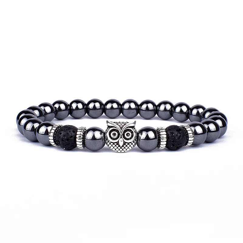 Obsidian Lion Head Charm Bracelet