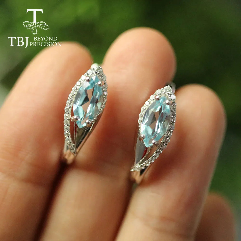 Natural Blue Topaz 925 Sterling Silver Earrings