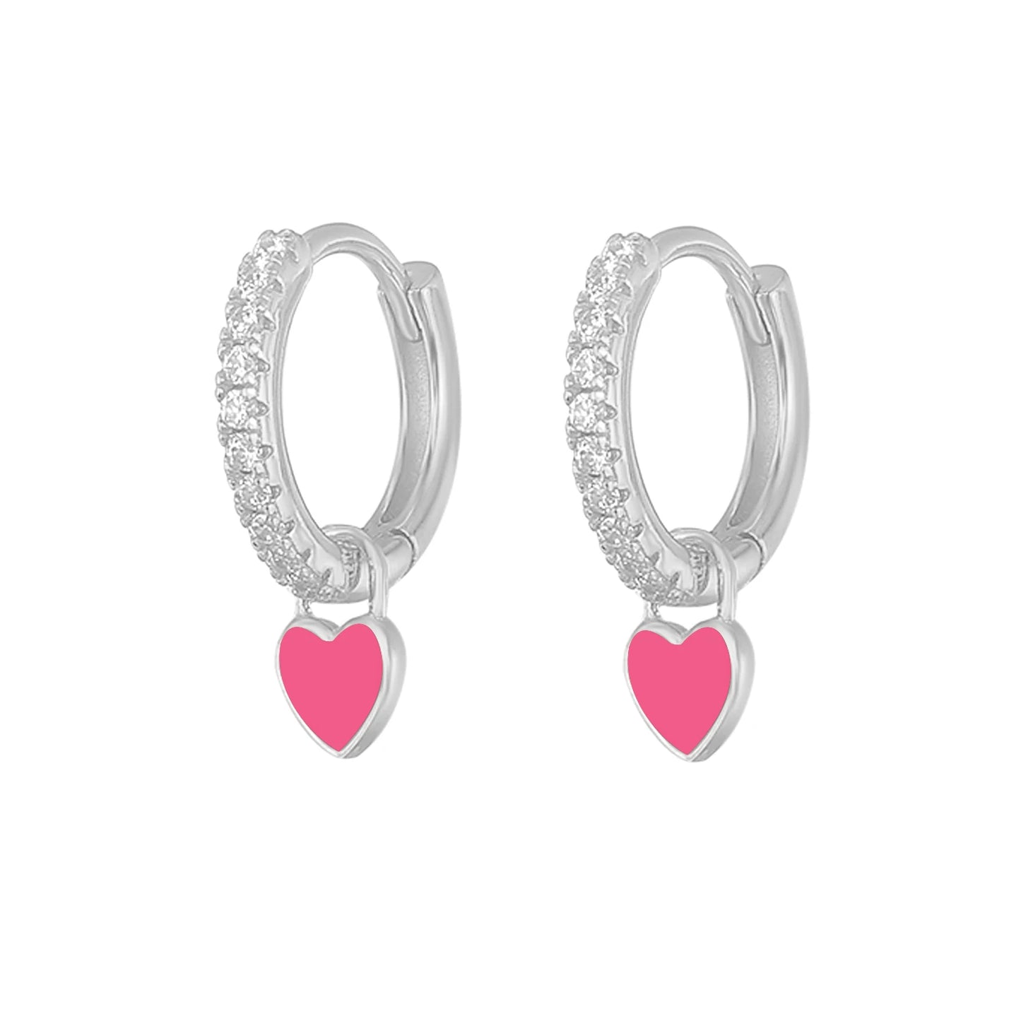 Cute Enamel Heart Drop Earring