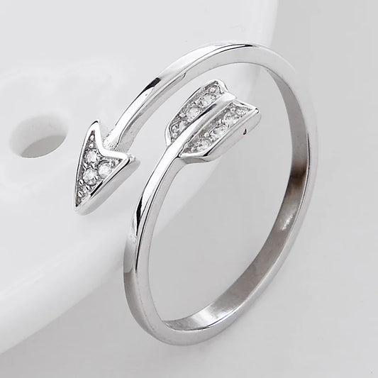 Silver Plated Arrow Crystal Ring