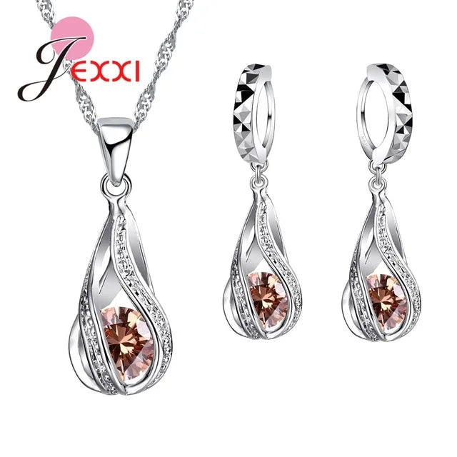 925 Sterling Silver Water Drop Jewelry Sets