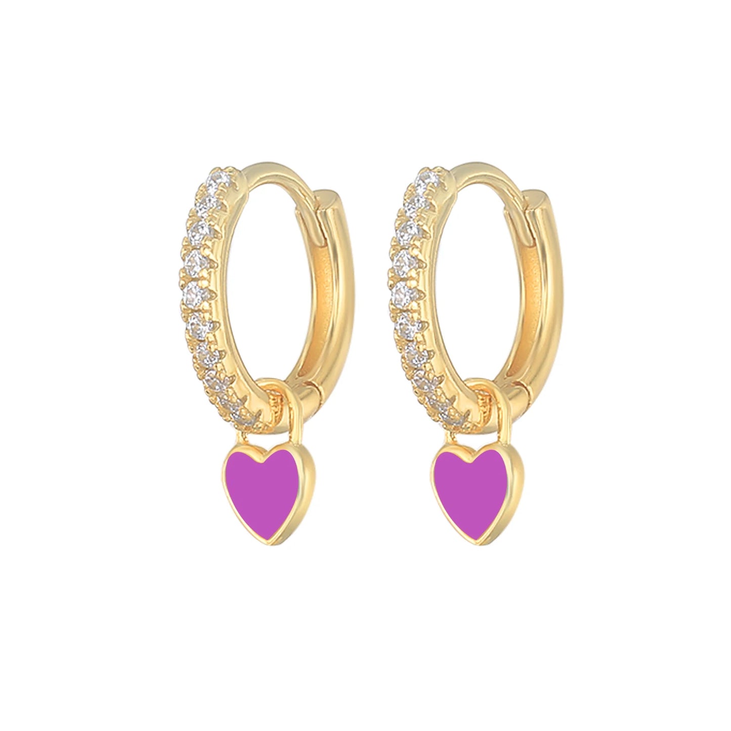 Cute Enamel Heart Drop Earring