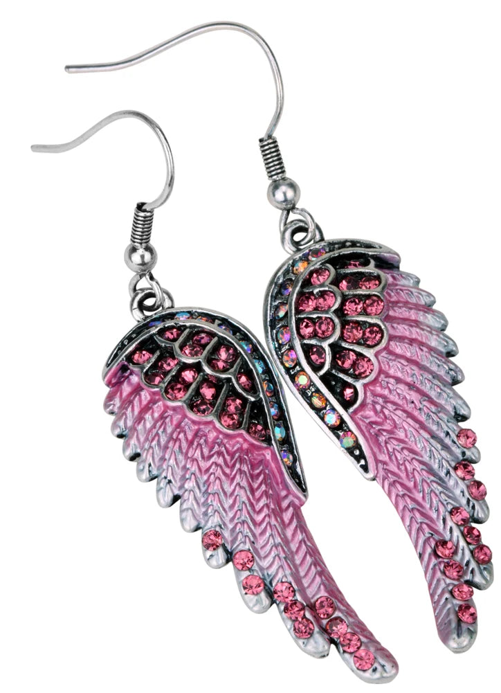 Angel Wings Feather Crystal Earrings