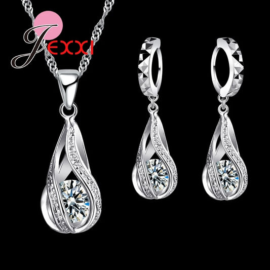 925 Sterling Silver Water Drop Jewelry Sets