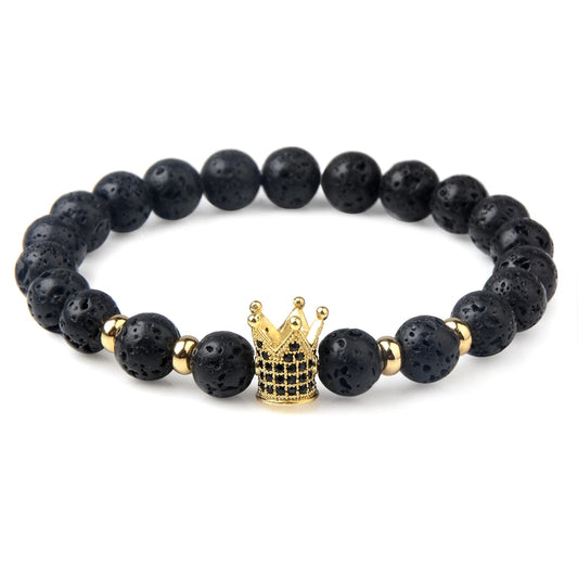 Trendy Lava Stone Imperial Crown Bracelet