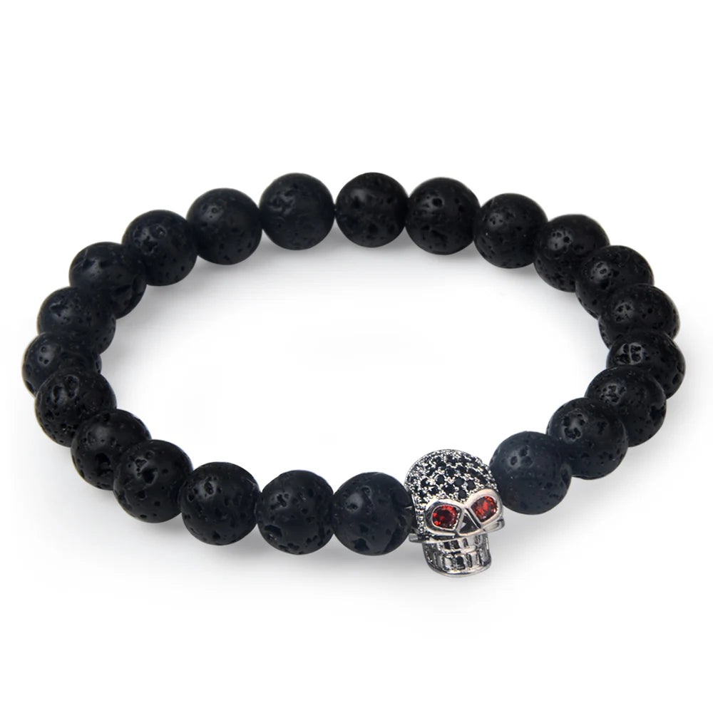 Trendy Lava Stone Imperial Crown Bracelet