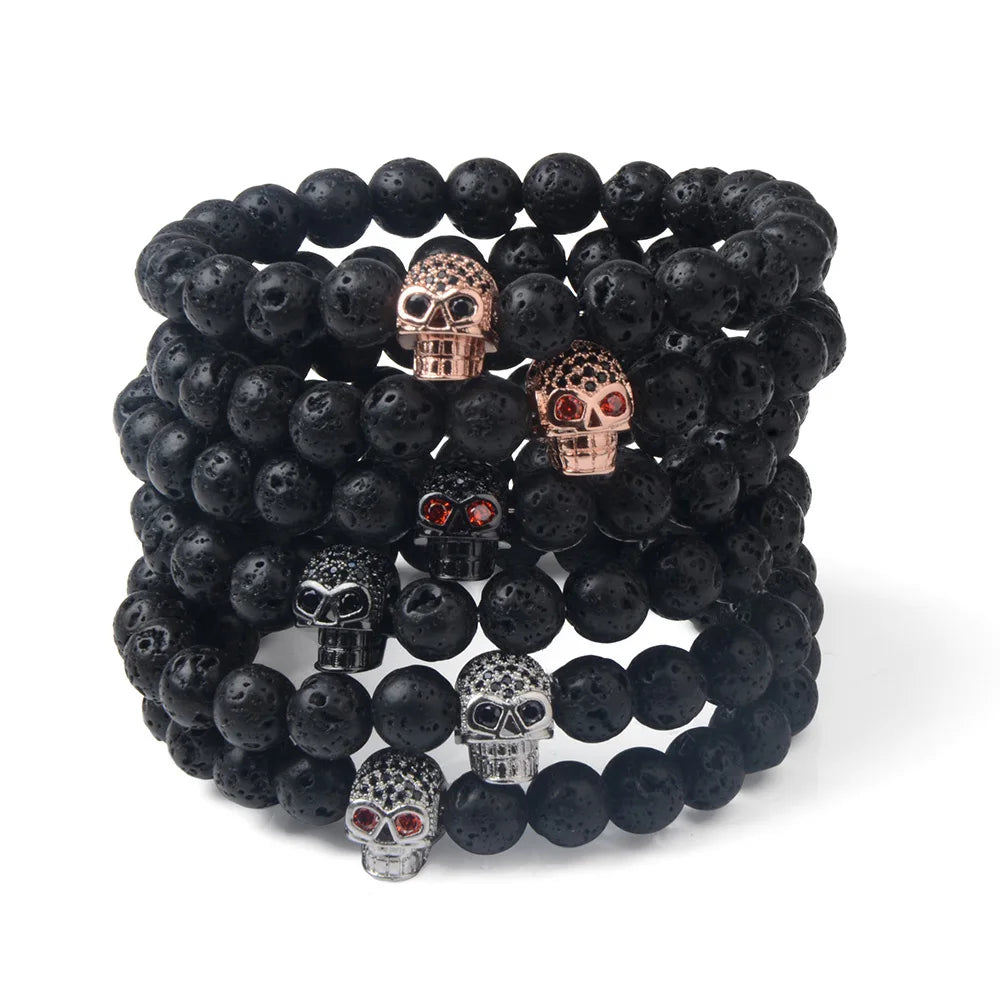 Trendy Lava Stone Imperial Crown Bracelet