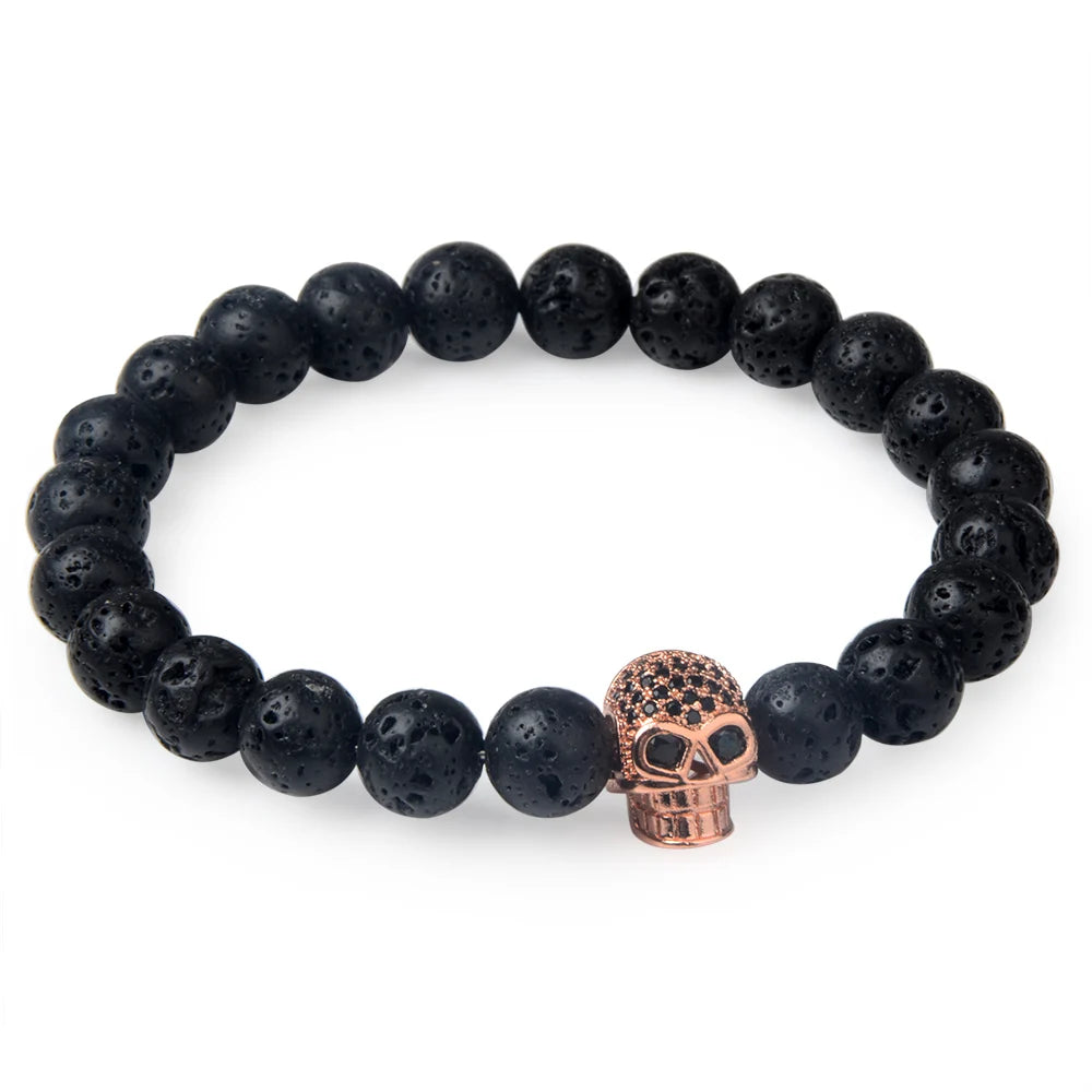 Trendy Lava Stone Imperial Crown Bracelet