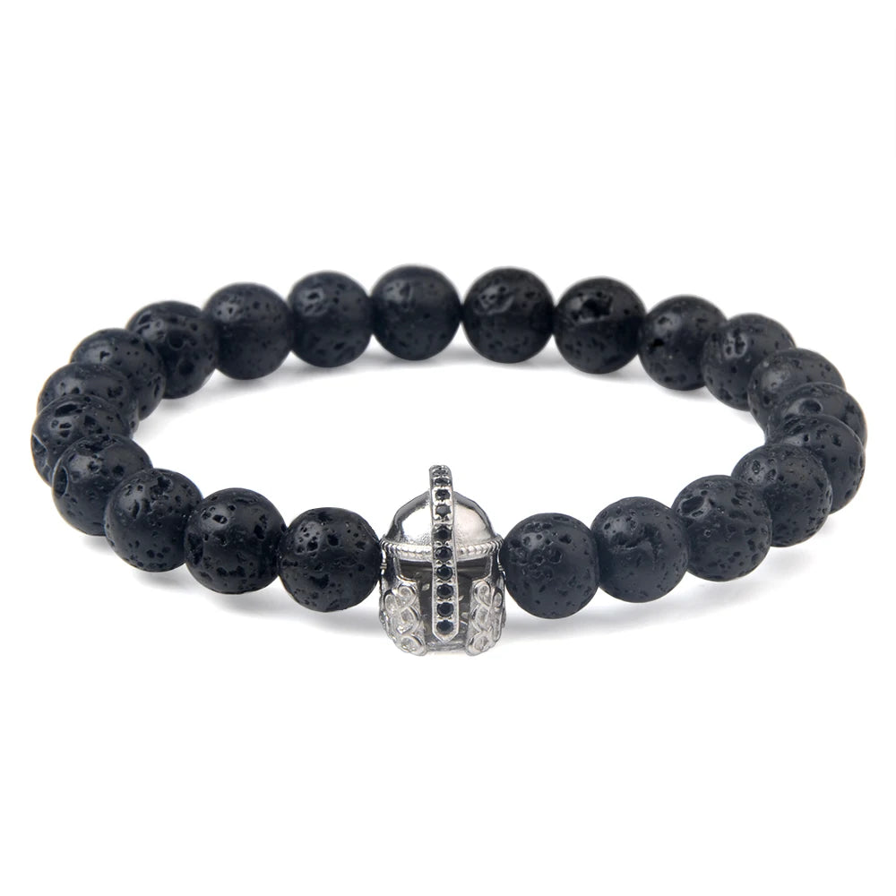 Trendy Lava Stone Imperial Crown Bracelet