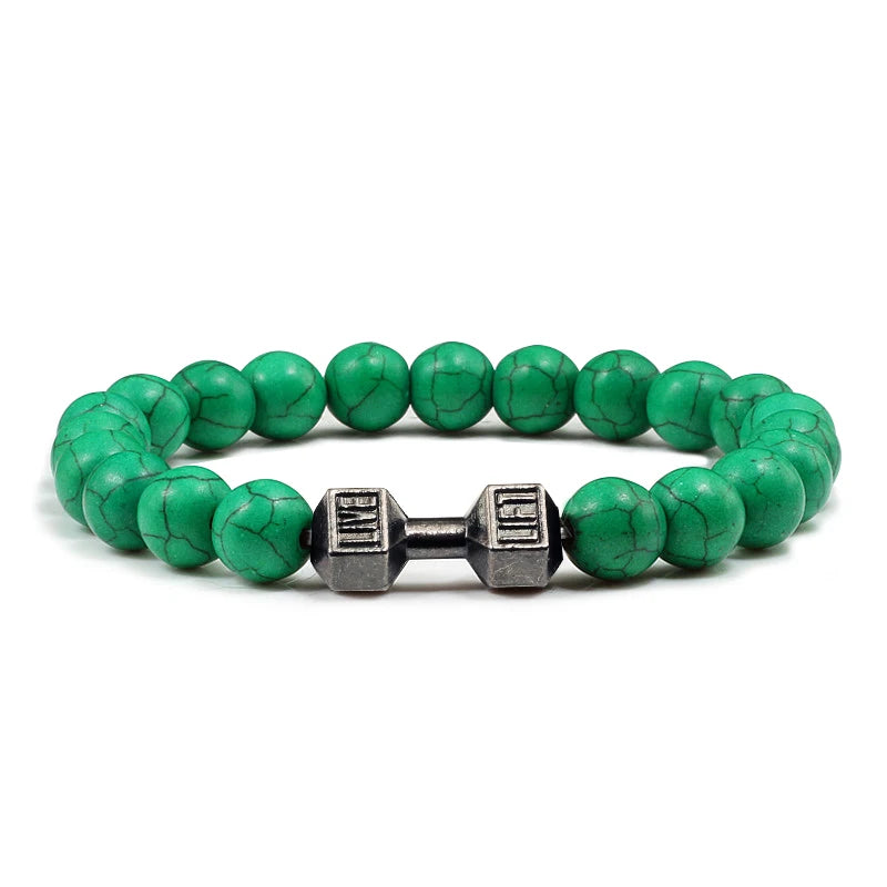 High Quality Stone Dumbbell Charm Bracelet