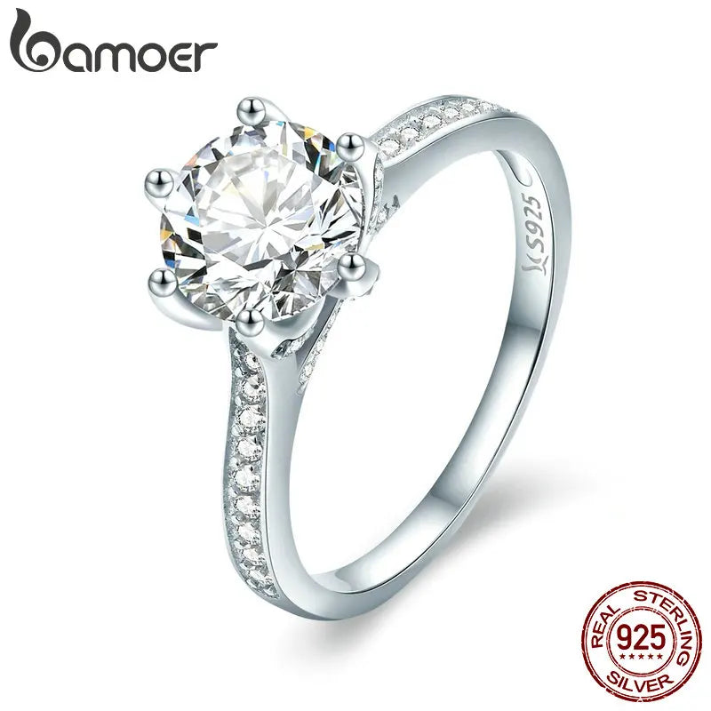 925 Sterling Silver Round Cut Engagement Ring