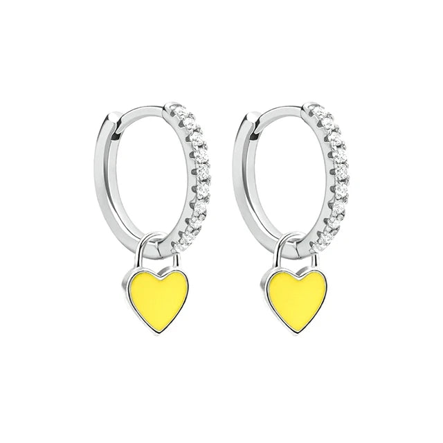 Cute Enamel Heart Drop Earring