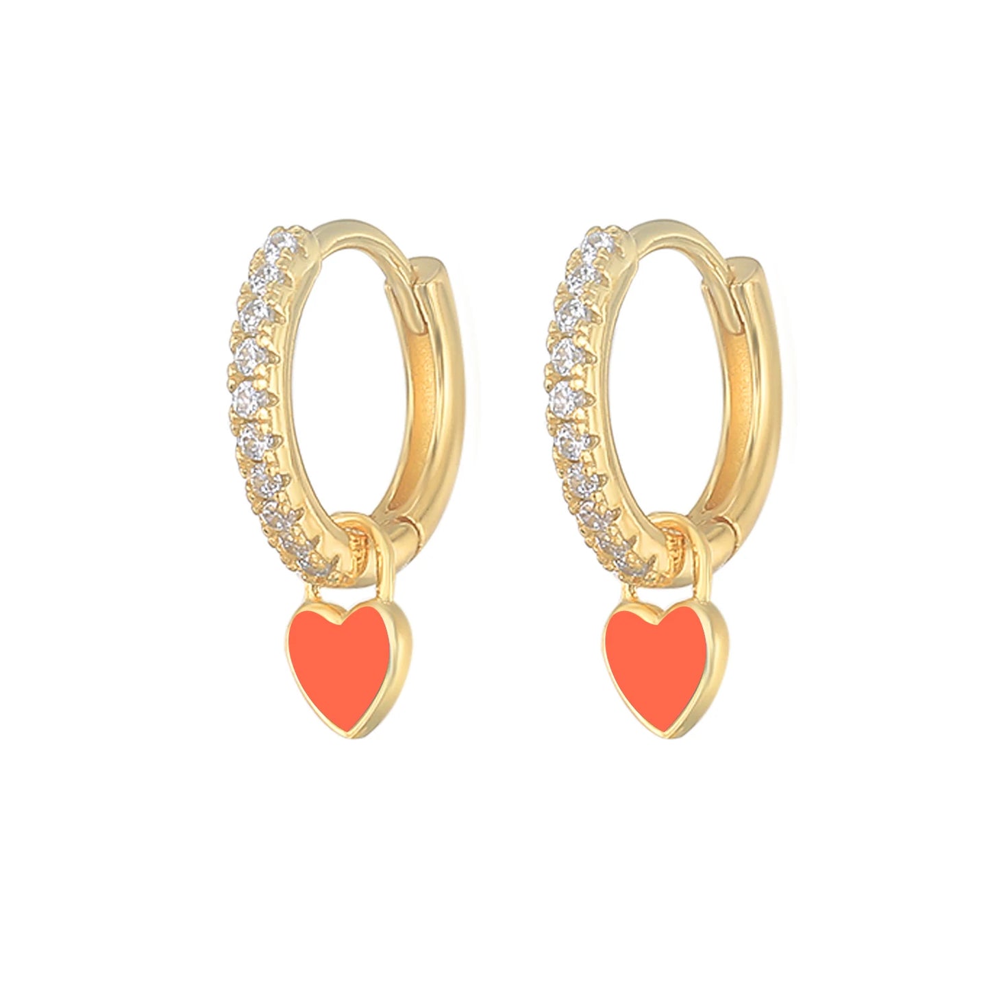 Cute Enamel Heart Drop Earring