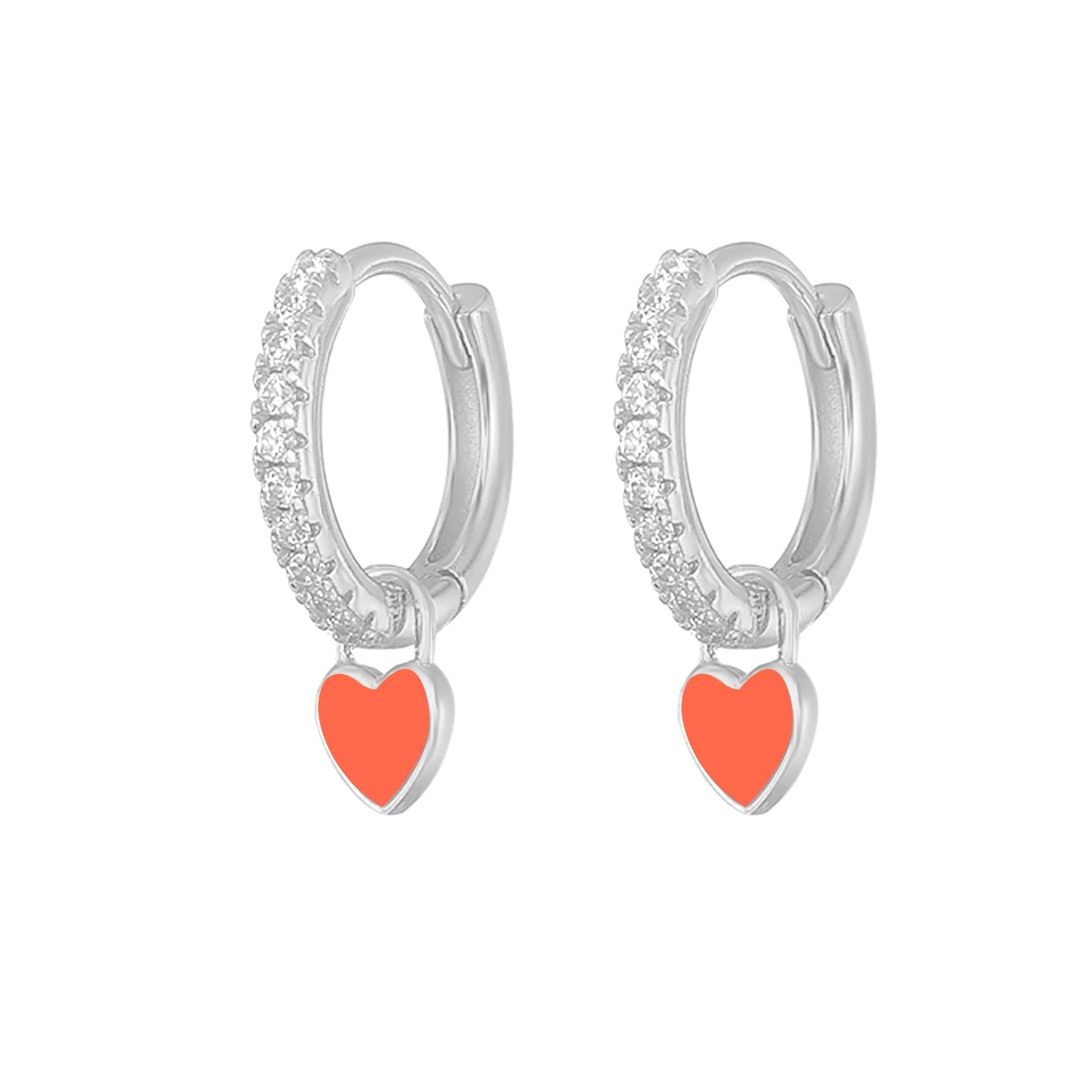 Cute Enamel Heart Drop Earring