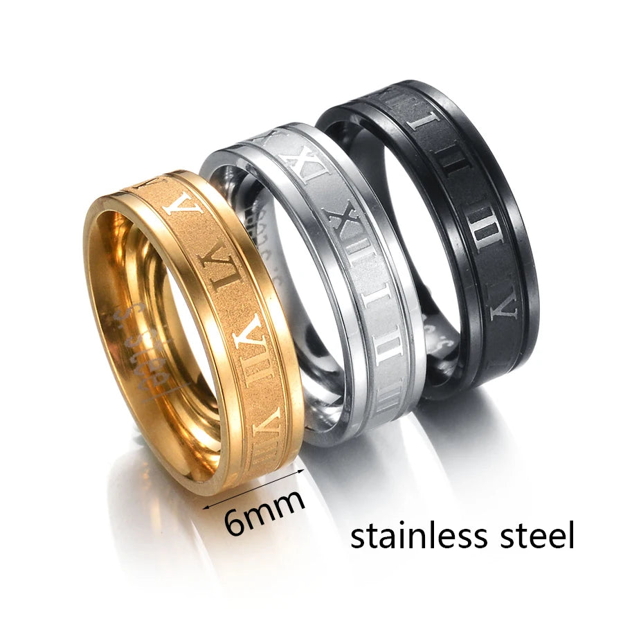 Stainless Steel Roman Numeral Rings