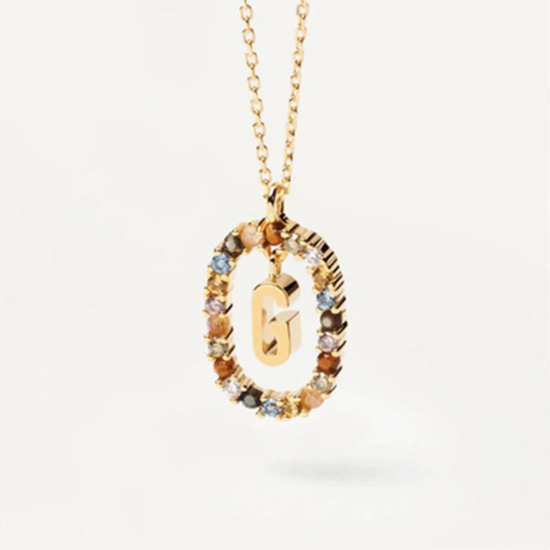 Colored Zircon Letter Necklace