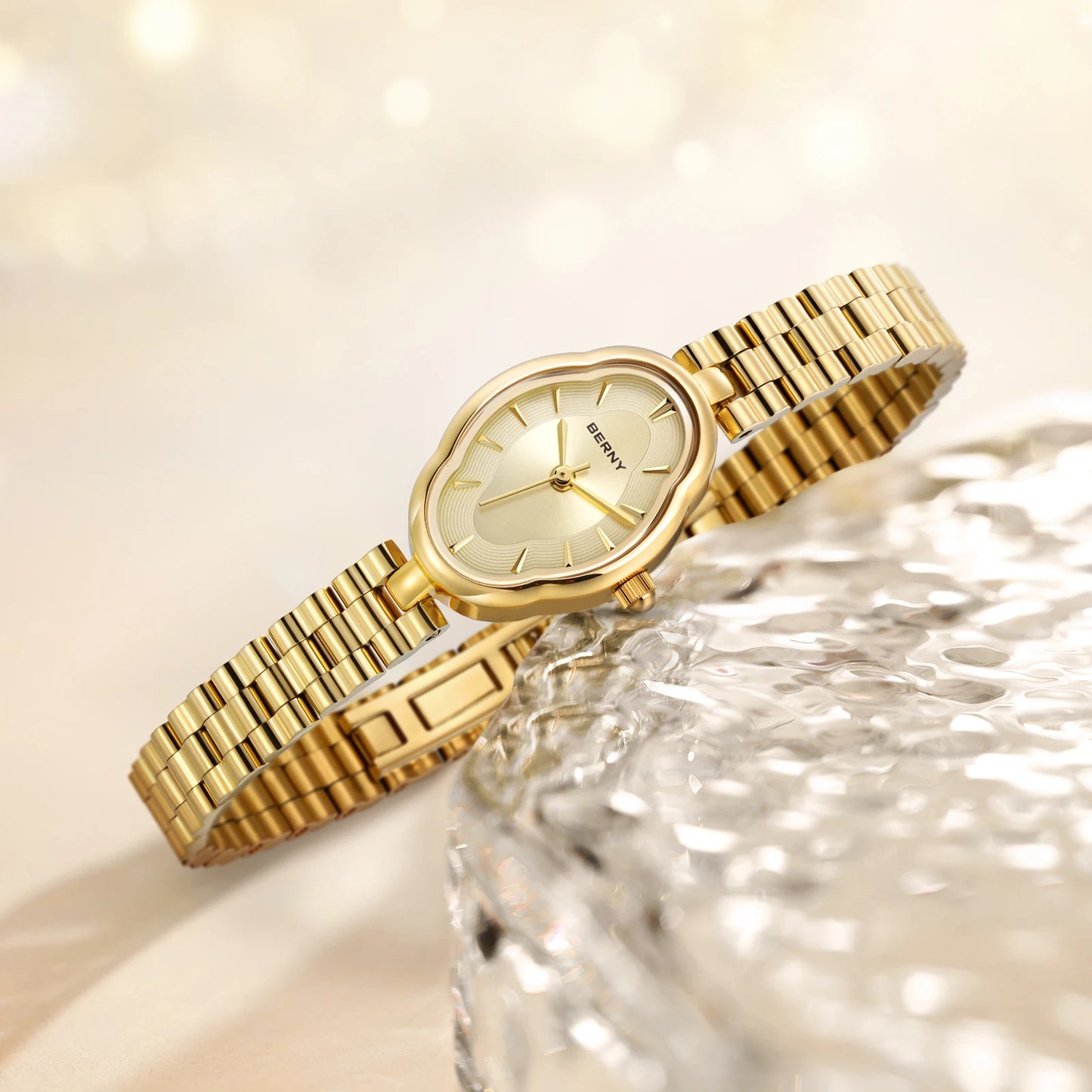 Gold Quartz Luxury Watch