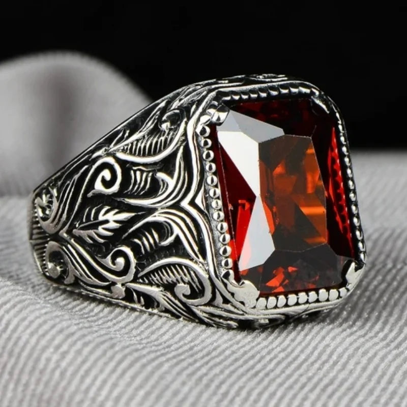 Antique Turkish Red Crystal Ring