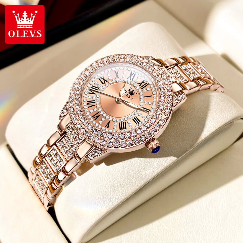 Full Diamond Women Starry Sky Flower Dial Quartz Watch