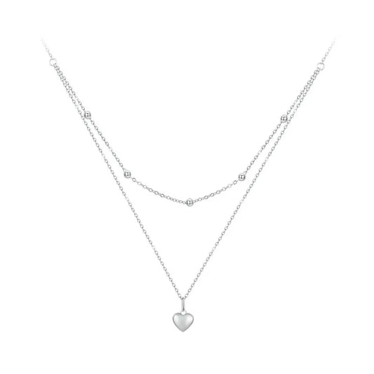 Genuine 925 Sterling Silver Double Layer Necklace