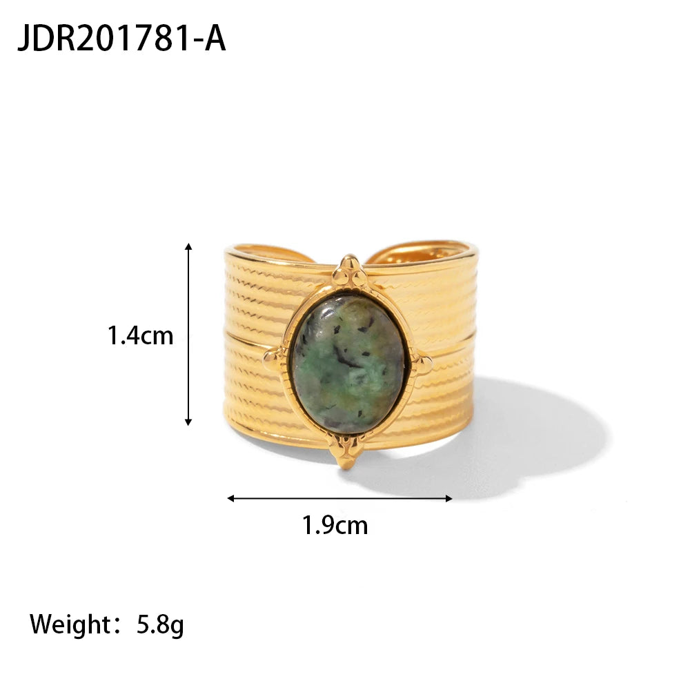 Natural Stone Stainless Steel Ring