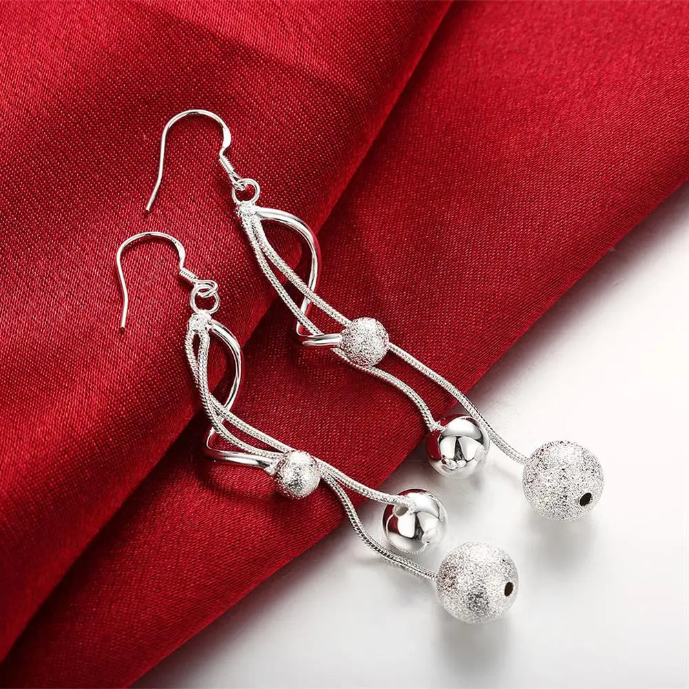 925 Sterling Silver Tassel Bead Earrings