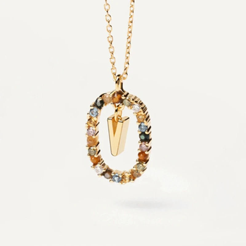 Colored Zircon Letter Necklace