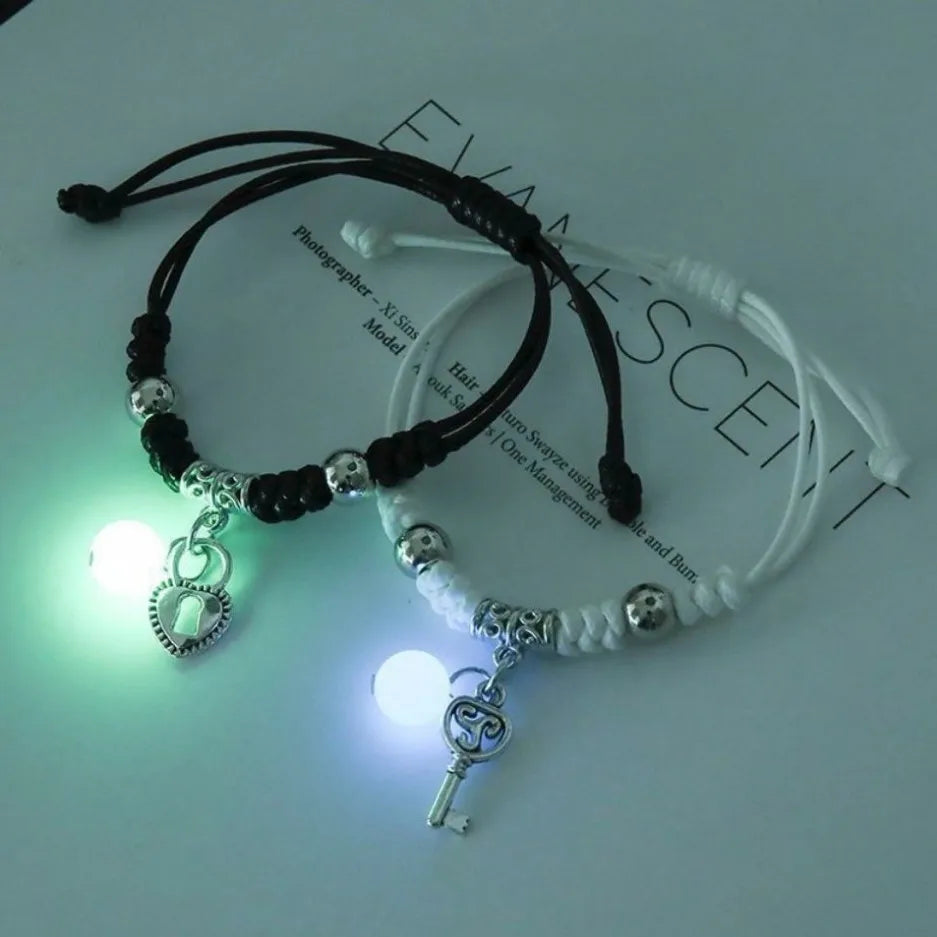 Luminous Couple Bracelets Matching Charms