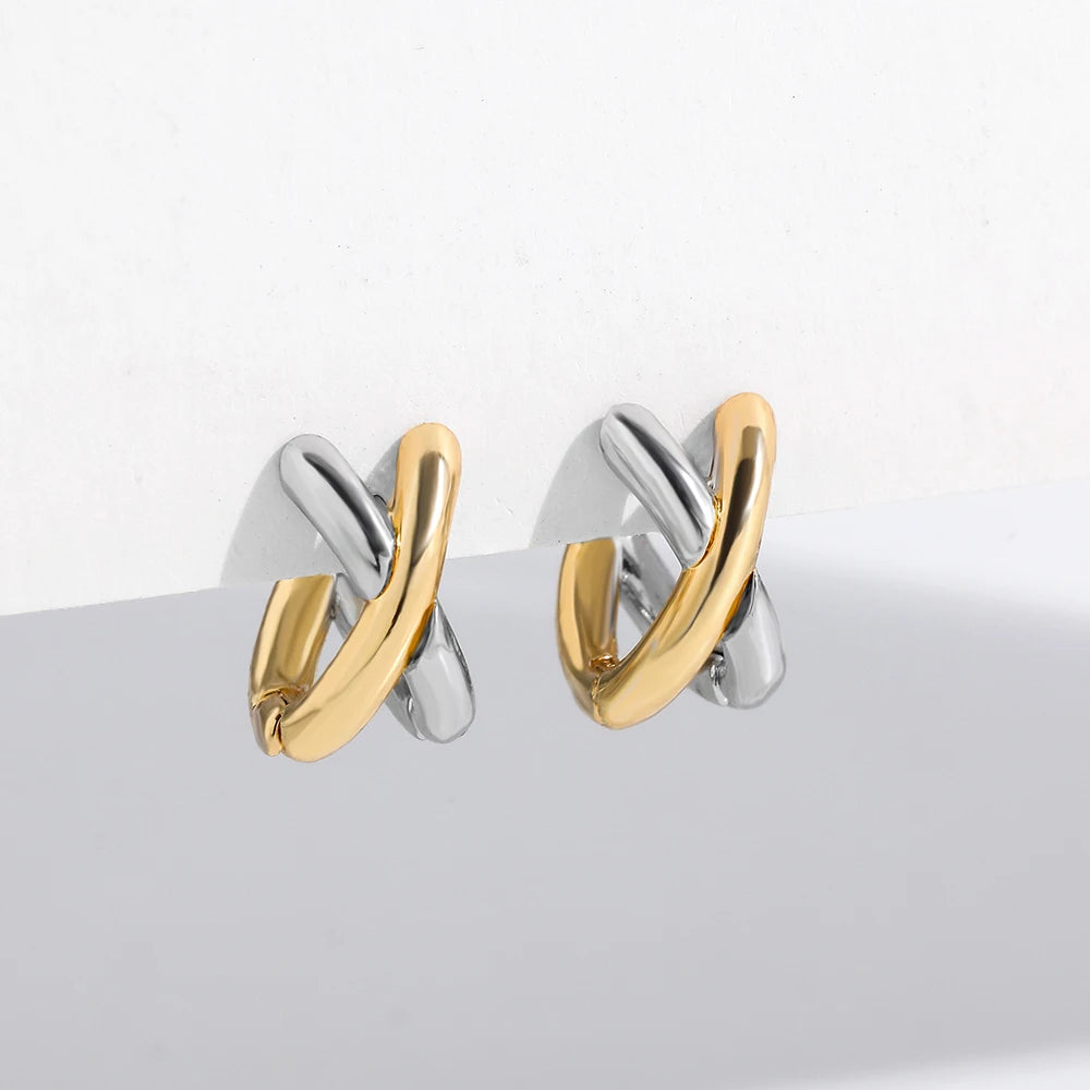 Gold Silver Geometric Hoop Earrings