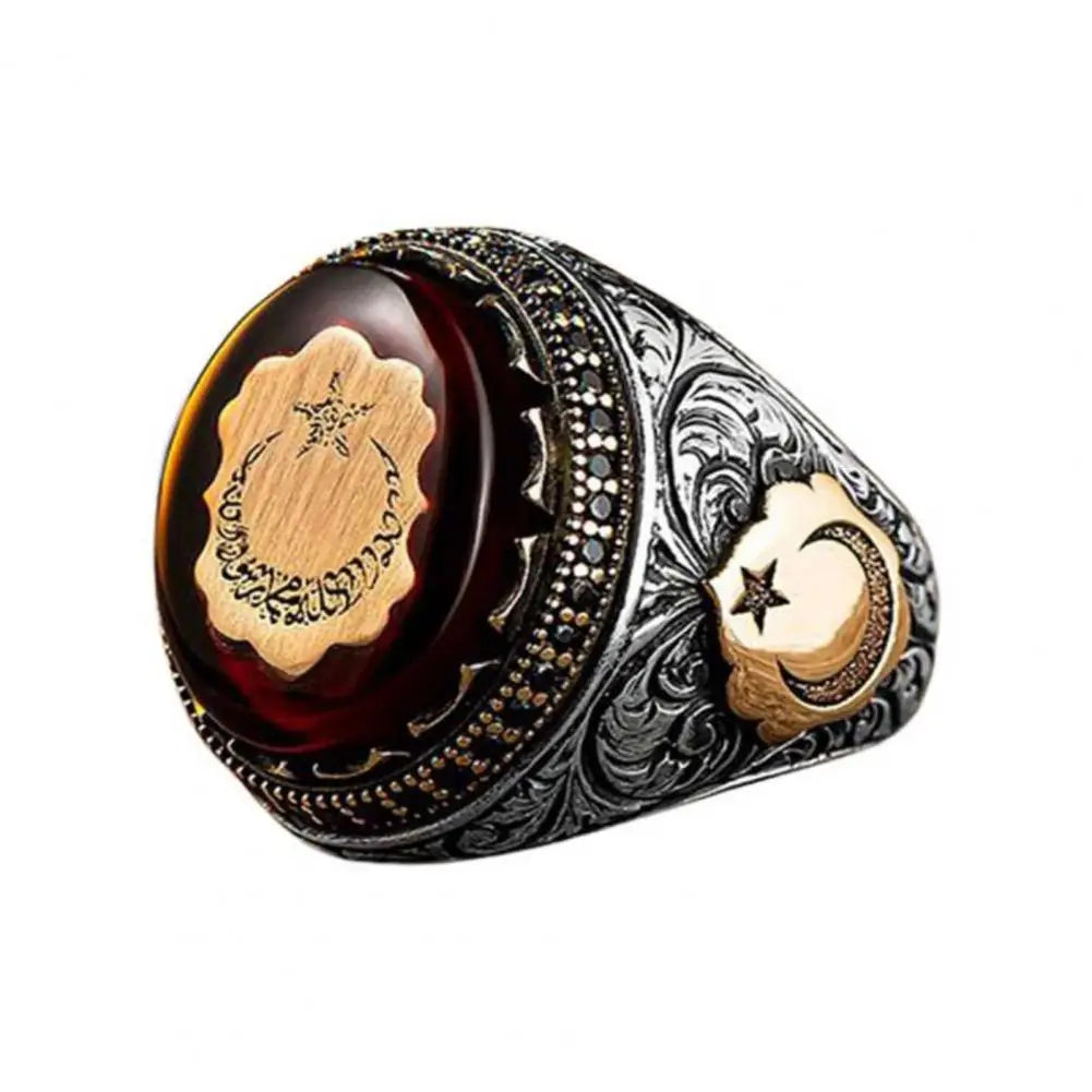 Vintage Hand Engraved Pattern Turkish Signet Ring