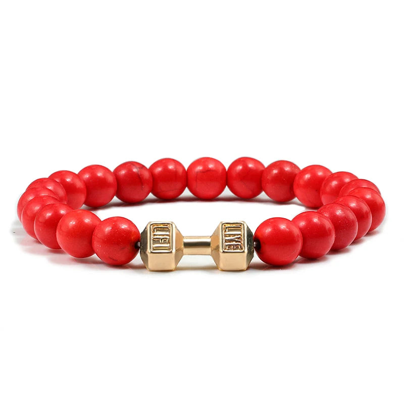 High Quality Stone Dumbbell Charm Bracelet