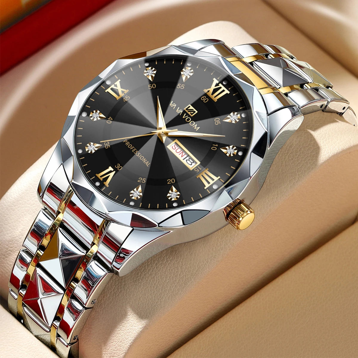 Stainless Steel Luxury Rhinestone Quartz Watch