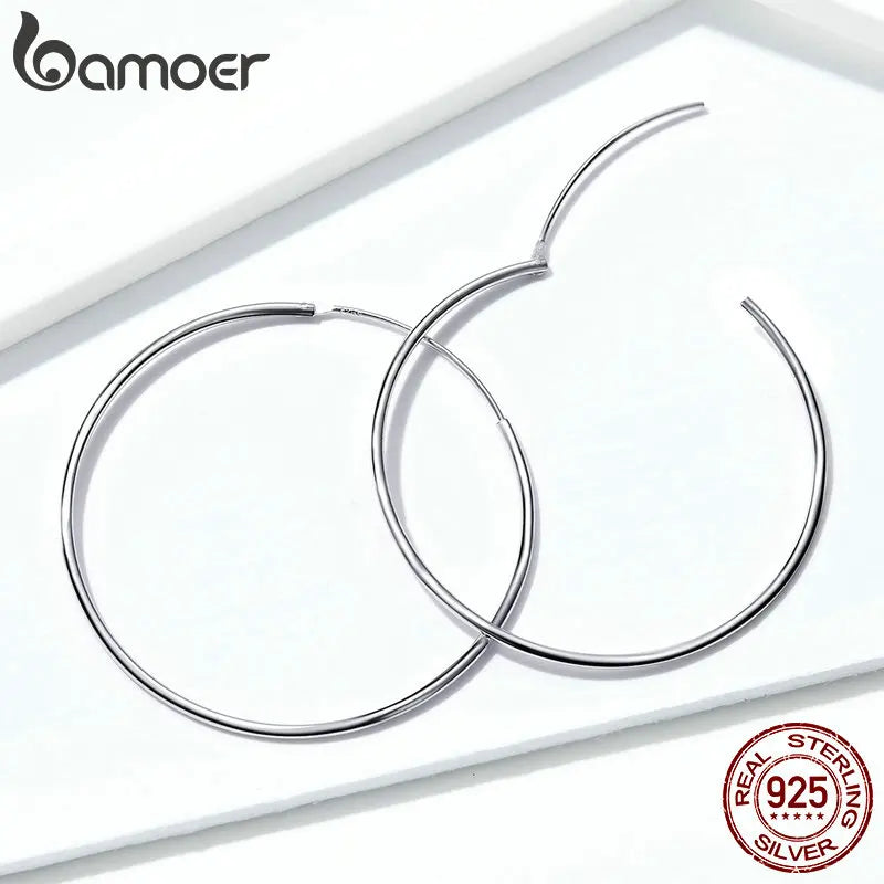 925 Sterling Silver Large Hoop Earrings