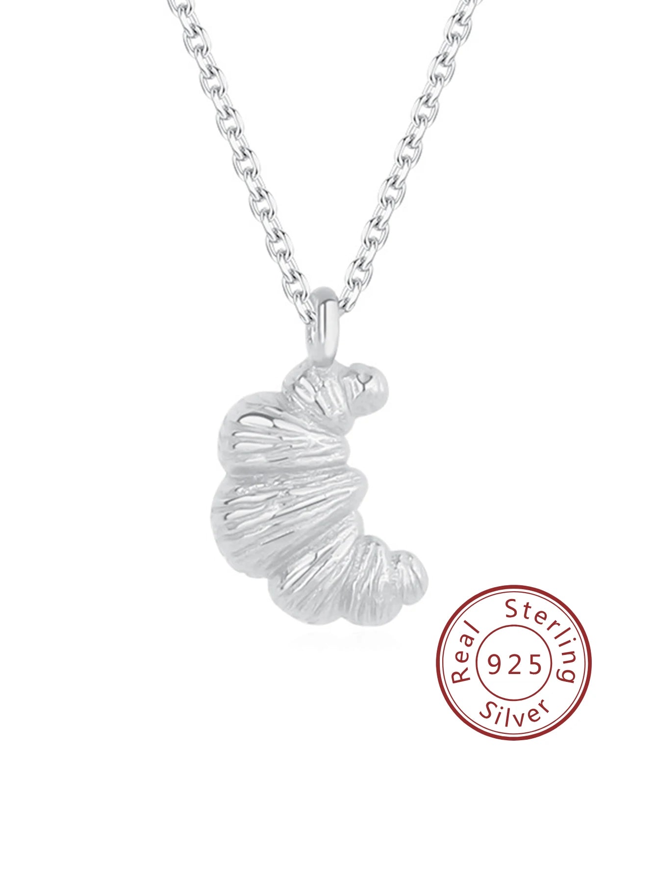 925 Sterling Silver Croissant Pendant Necklace