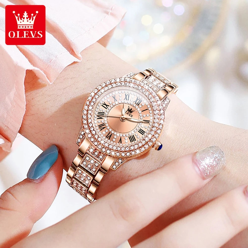 Full Diamond Women Starry Sky Flower Dial Quartz Watch