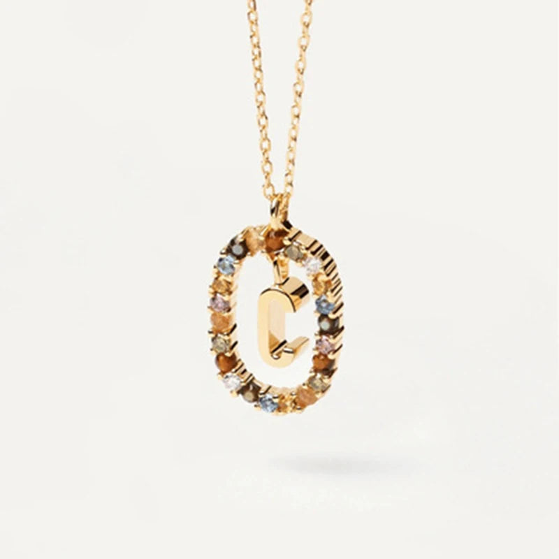 Colored Zircon Letter Necklace