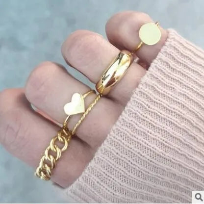 Cute Butterfly Heart Ring Set