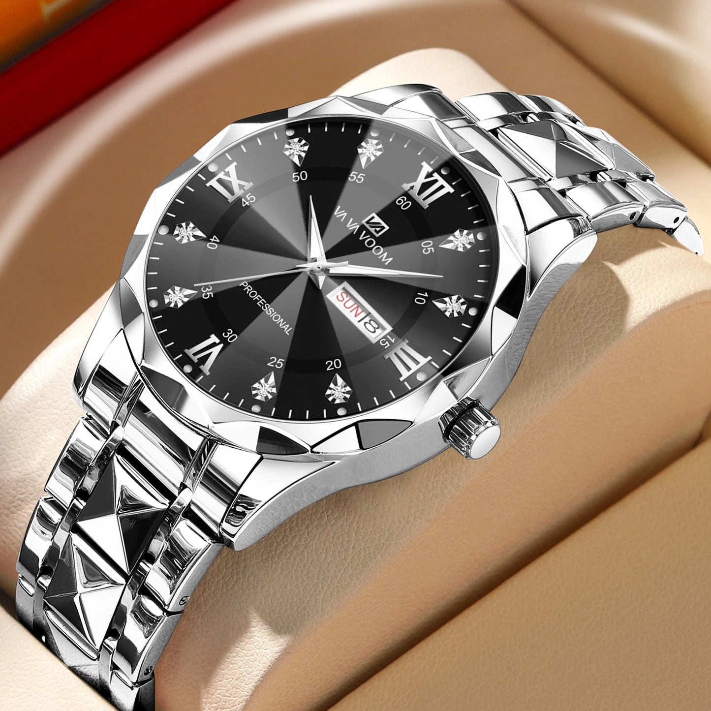 Stainless Steel Luxury Rhinestone Quartz Watch