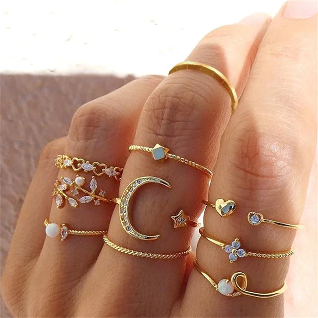 Cute Butterfly Heart Ring Set