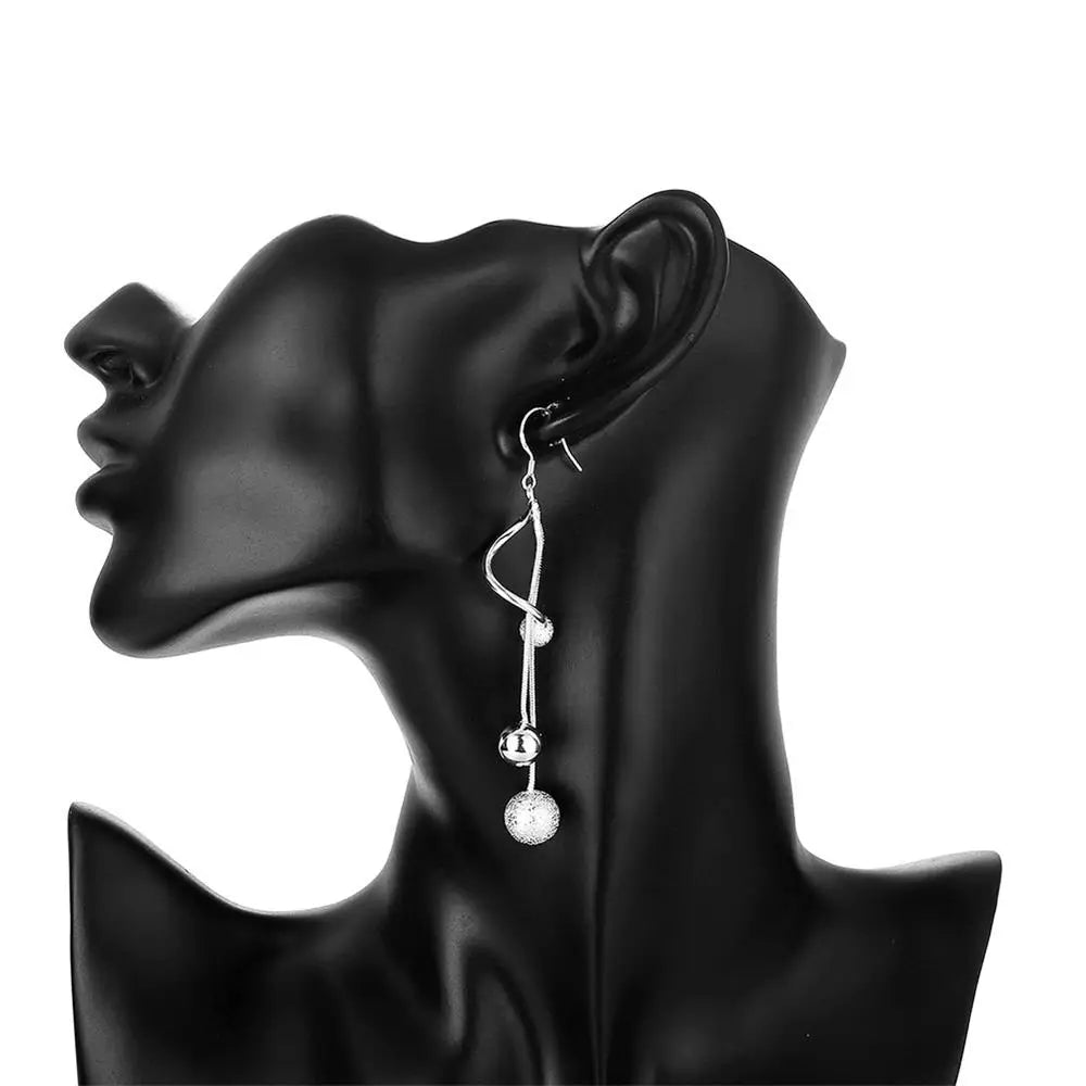 925 Sterling Silver Tassel Bead Earrings