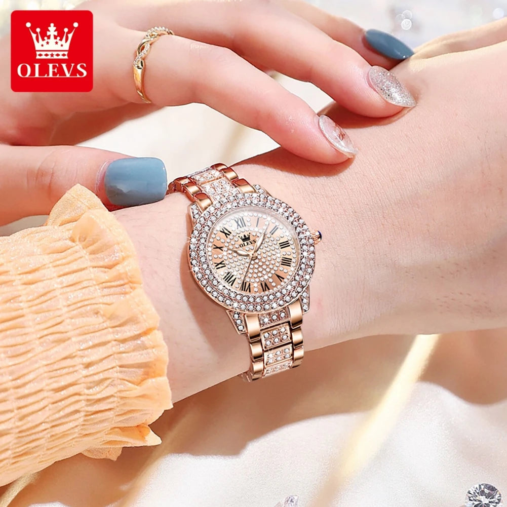 Full Diamond Women Starry Sky Flower Dial Quartz Watch