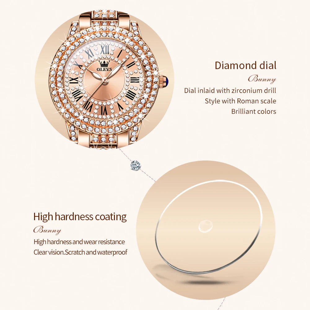 Full Diamond Women Starry Sky Flower Dial Quartz Watch