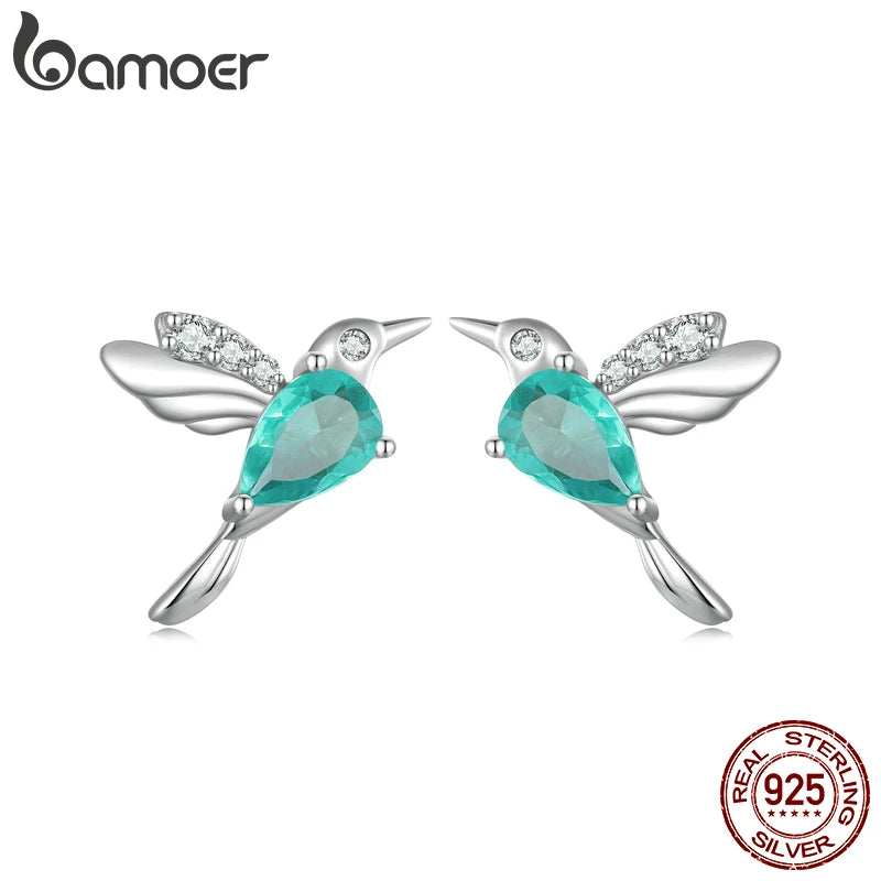 925 Sterling Silver Hummingbird Stud Earrings