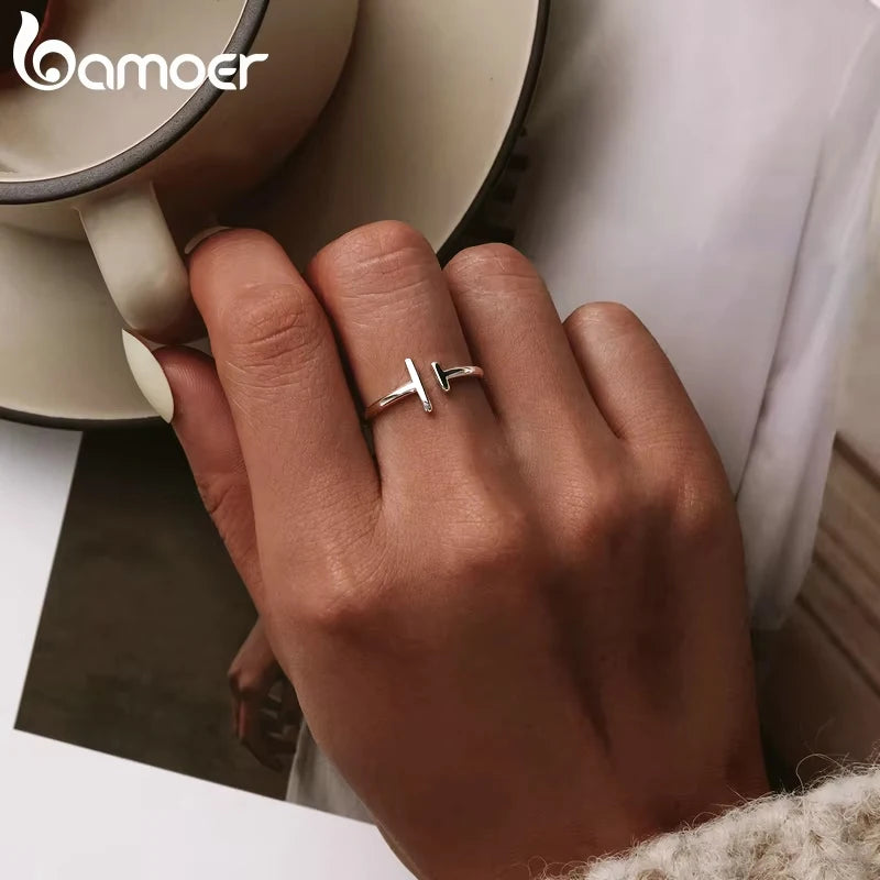 925 Sterling Silver Minimalist Open Adjustable Ring