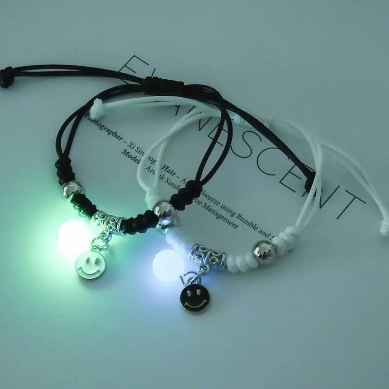 Luminous Couple Bracelets Matching Charms