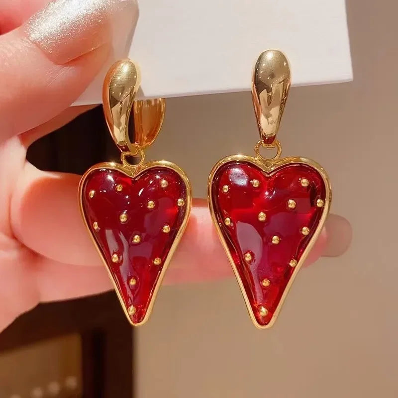 Retro Exaggerated Baroque Heart Earrings